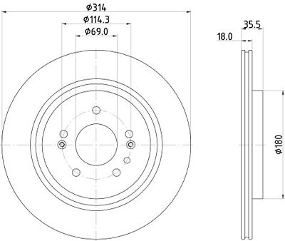 Hella 1x Bremsscheibe [Hersteller-Nr. 8DD355135-221] für Hyundai von HELLA