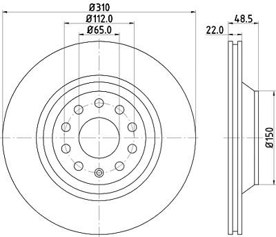 Hella Bremsscheibe Hinterachse Belüftet [Hersteller-Nr. 8DD355112-121] für Audi, Cupra, Seat, Skoda, VW von HELLA