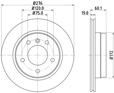 Hella Bremsscheibe Hinterachse Belüftet [Hersteller-Nr. 8DD355104-281] für BMW von HELLA