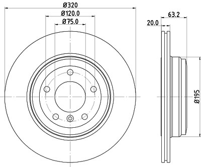 Hella Bremsscheibe Hinterachse Belüftet [Hersteller-Nr. 8DD355109-941] für BMW von HELLA