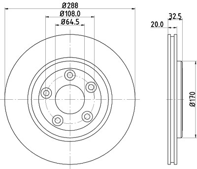 Hella Bremsscheibe Hinterachse Belüftet [Hersteller-Nr. 8DD355106-831] für Daimler, Ford Usa, Jaguar, Lincoln von HELLA