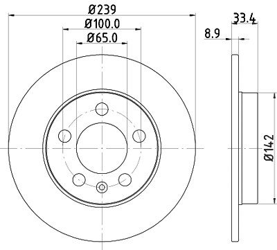 Hella Bremsscheibe Hinterachse Voll [Hersteller-Nr. 8DD355107-461] für Audi, Skoda, VW von HELLA