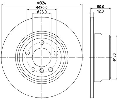 Hella Bremsscheibe Hinterachse Voll [Hersteller-Nr. 8DD355107-771] für BMW von HELLA