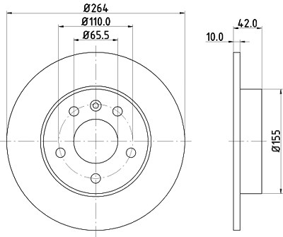 Hella Bremsscheibe Hinterachse Voll [Hersteller-Nr. 8DD355106-111] für Chevrolet, Opel, Vauxhall von HELLA