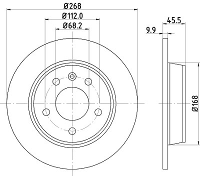 Hella Bremsscheibe Hinterachse Voll [Hersteller-Nr. 8DD355104-501] für Ford, Seat, VW von HELLA