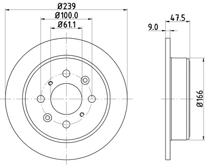 Hella Bremsscheibe Hinterachse Voll [Hersteller-Nr. 8DD355104-951] für Acura, Honda von HELLA