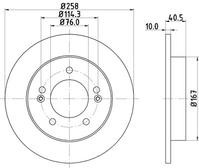 Hella Bremsscheibe Hinterachse Voll [Hersteller-Nr. 8DD355117-011] für Kia, Hyundai von HELLA