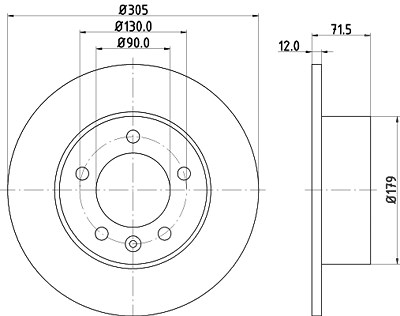 Hella Bremsscheibe Hinterachse Voll [Hersteller-Nr. 8DD355117-131] für Nissan, Opel, Renault von HELLA