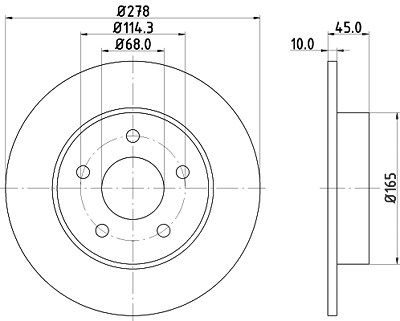 Hella Bremsscheibe Hinterachse Voll [Hersteller-Nr. 8DD355110-401] für Nissan von HELLA