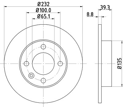 Hella Bremsscheibe Hinterachse Voll [Hersteller-Nr. 8DD355106-681] für VW, Seat von HELLA