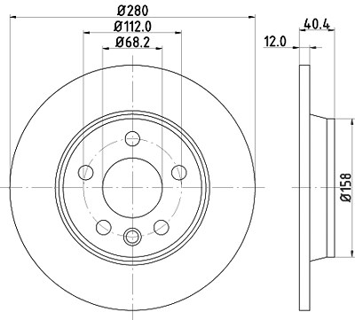 Hella Bremsscheibe Hinterachse Voll [Hersteller-Nr. 8DD355105-611] für VW von HELLA