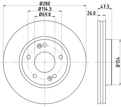 Hella Bremsscheibe [Hersteller-Nr. 8DD355120-141] für Kia, Hyundai von HELLA