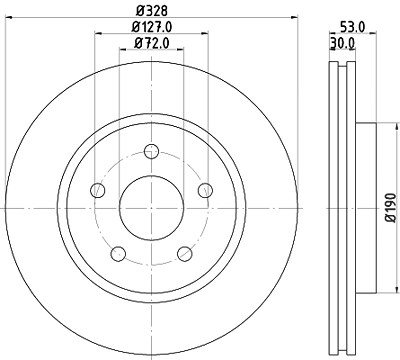 Hella 1x Bremsscheibe [Hersteller-Nr. 8DD355115-921] für Jeep von HELLA