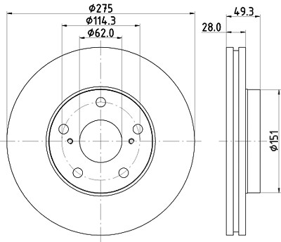 Hella Bremsscheibe [Hersteller-Nr. 8DD355104-931] für Lexus, Toyota von HELLA