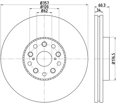 Hella 1x Bremsscheibe [Hersteller-Nr. 8DD355116-911] für Lexus von HELLA