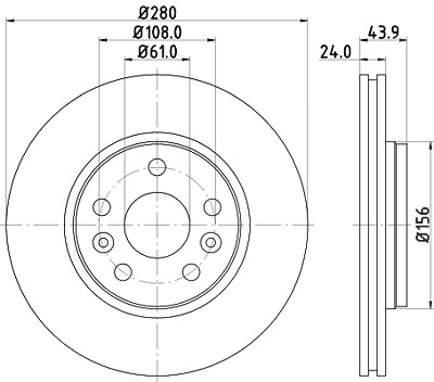 Hella Bremsscheibe Vorderachse belüftet [Hersteller-Nr. 8DD355116-451] für Mercedes-Benz, Nissan, Renault von HELLA