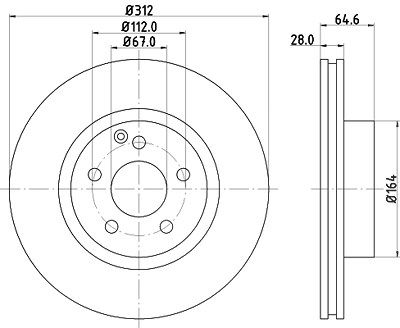 Hella Bremsscheibe [Hersteller-Nr. 8DD355108-821] für Mercedes-Benz von HELLA