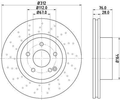 Hella Bremsscheibe [Hersteller-Nr. 8DD355106-871] für Mercedes-Benz von HELLA