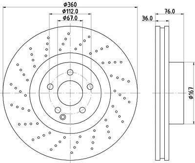 Hella 1x Bremsscheibe [Hersteller-Nr. 8DD355110-181] für Mercedes-Benz von HELLA