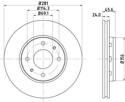 Hella Bremsscheibe [Hersteller-Nr. 8DD355107-031] für Mitsubishi, Proton, Volvo von HELLA