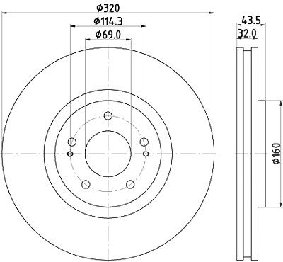 Hella Bremsscheibe [Hersteller-Nr. 8DD355114-841] für Mitsubishi von HELLA