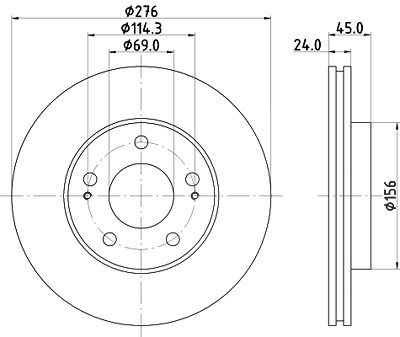 Hella Bremsscheibe [Hersteller-Nr. 8DD355108-191] für Mitsubishi von HELLA