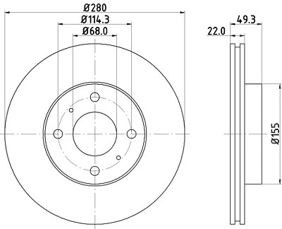 Hella Bremsscheibe [Hersteller-Nr. 8DD355107-991] für Nissan von HELLA