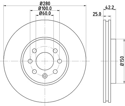 Hella Bremsscheibe [Hersteller-Nr. 8DD355110-251] für Opel von HELLA