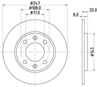 Hella Bremsscheibe [Hersteller-Nr. 8DD355101-811] für Peugeot von HELLA