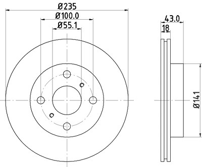 Hella Bremsscheibe [Hersteller-Nr. 8DD355107-281] für Toyota von HELLA