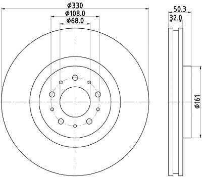 Hella 1x Bremsscheibe [Hersteller-Nr. 8DD355115-591] für Toyota, Volvo von HELLA