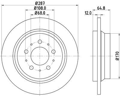 Hella Bremsscheibe [Hersteller-Nr. 8DD355107-091] für Volvo von HELLA