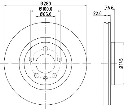 Hella Bremsscheibe Vorderachse Belüftet [Hersteller-Nr. 8DD355105-381] für Audi, Seat, Skoda, VW von HELLA