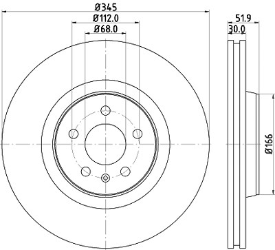 Hella 1x Bremsscheibe Vorderachse Belüftet [Hersteller-Nr. 8DD355117-181] für Audi, Porsche von HELLA