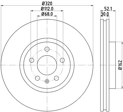 Hella 1x Bremsscheibe Vorderachse Belüftet [Hersteller-Nr. 8DD355117-191] für Audi von HELLA