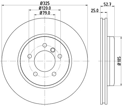 Hella Bremsscheibe Vorderachse Belüftet [Hersteller-Nr. 8DD355107-671] für BMW von HELLA