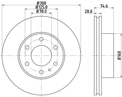 Hella Bremsscheibe Vorderachse Belüftet [Hersteller-Nr. 8DD355117-471] für Iveco von HELLA