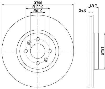 Hella Bremsscheibe Vorderachse Belüftet [Hersteller-Nr. 8DD355113-061] für Renault von HELLA