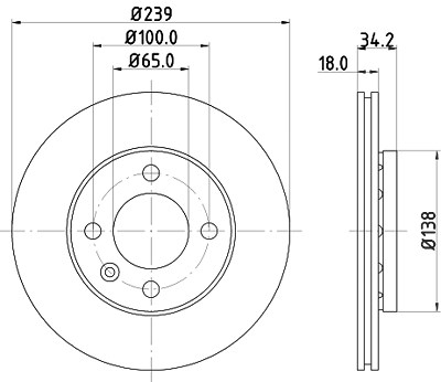 Hella Bremsscheibe Vorderachse Belüftet [Hersteller-Nr. 8DD355104-211] für Seat, VW von HELLA