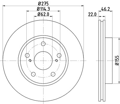 Hella Bremsscheibe Vorderachse Belüftet [Hersteller-Nr. 8DD355118-961] für Toyota von HELLA