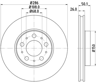 Hella Bremsscheibe Vorderachse Belüftet [Hersteller-Nr. 8DD355107-051] für Volvo von HELLA