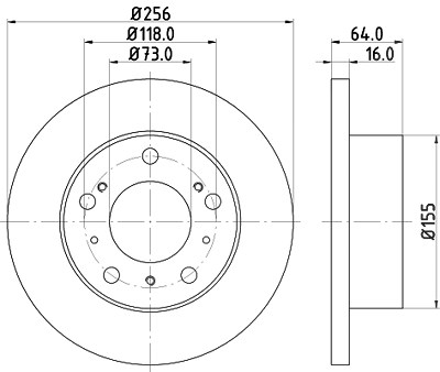 Hella Bremsscheibe Vorderachse Voll [Hersteller-Nr. 8DD355101-121] für Citroën, Fiat, Peugeot von HELLA