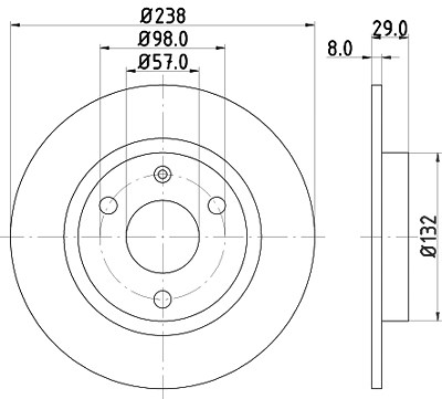 Hella Bremsscheibe Vorderachse Voll [Hersteller-Nr. 8DD355101-451] für Peugeot, Citroën von HELLA