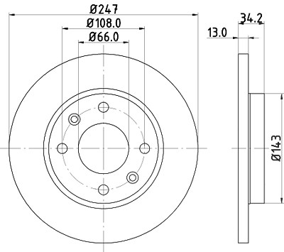 Hella Bremsscheibe Vorderachse Voll [Hersteller-Nr. 8DD355106-191] für Citroën, Peugeot von HELLA