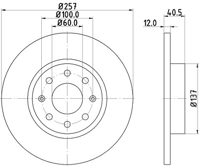 Hella Bremsscheibe Vorderachse Voll [Hersteller-Nr. 8DD355114-351] für Fiat, German E Cars, Opel von HELLA