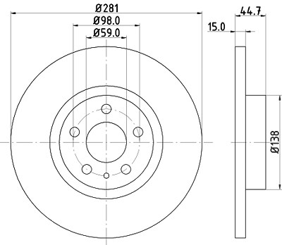 Hella Bremsscheibe Vorderachse Voll [Hersteller-Nr. 8DD355106-451] für Alfa Romeo von HELLA