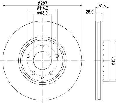 Hella Bremsscheibe Vorderachse belüftet [Hersteller-Nr. 8DD355126-981] für Mazda von HELLA