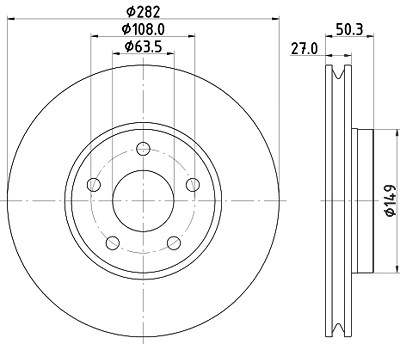 Hella Bremsscheibe Vorderachse belüftet [Hersteller-Nr. 8DD355132-021] für Ford von HELLA