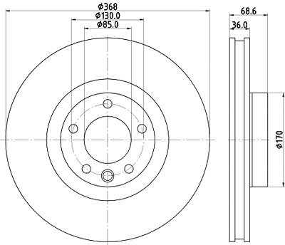 Hella 1x Bremsscheibe [Hersteller-Nr. 8DD355119-521] für VW, Porsche von HELLA