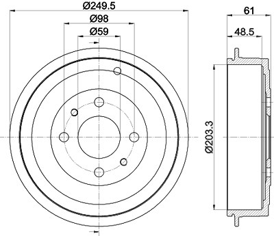 Hella Bremstrommel [Hersteller-Nr. 8DT355301-421] für Alfa Romeo, Fiat, Lancia von HELLA